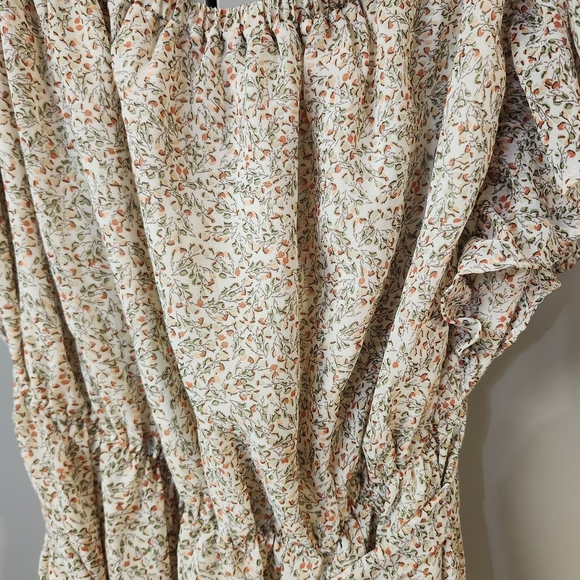 NWOT All in Favor Floral Midi Dress in Cream and Brown Sz S - Picture 4 of 9